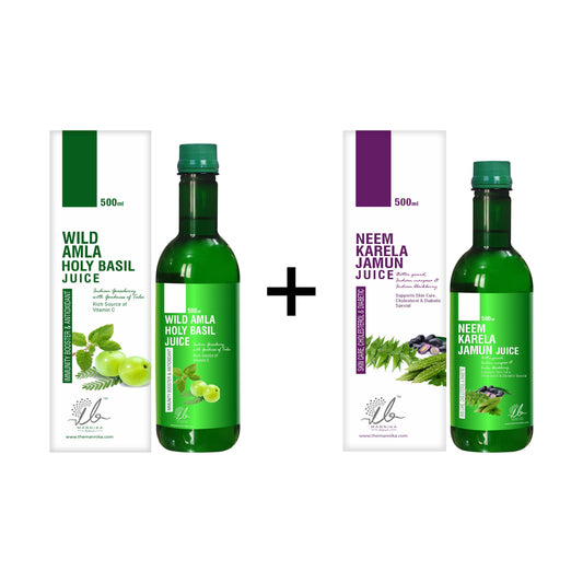 Wild Amla Holy Basil Juice + Neem Karela Jamun Juice